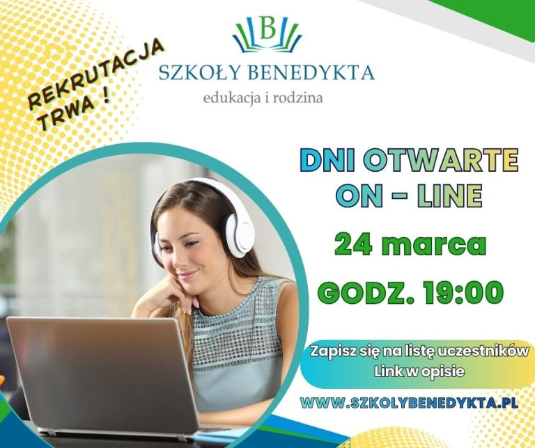 Dzień Otwarty Online Szkół Benedykta – 24 marca, godz. 19:00